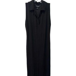 Rachel Zoe Black Rayon Sleeveless Ribbed Collar Midi Dress Sz XL NWT